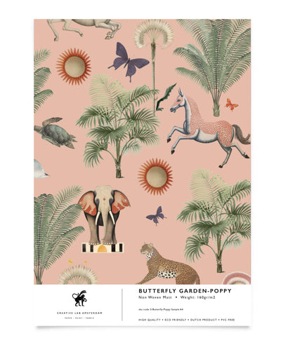 Butterfly Garden Pink Wallpaper Sample