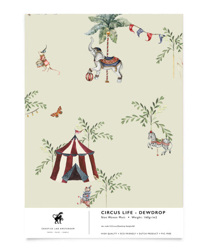 Circus Life Green Wallpaper Sample