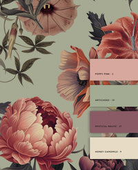 Peony Green Wallpaper