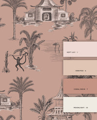 Oriental Teahouse Terra Pink Wallpaper