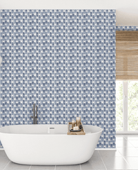 Creative Lab Amsterdam bathroom wallpaper Watercolour Checked Blue badkamer behang