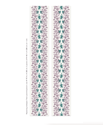 Creative Lab Amsterdam behang Eclectic Bamboo Purple Turquoise wallpaper rolls