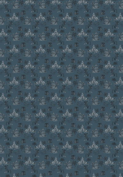 Creative Lab Amsterdam behang Oriental Teahouse Blues Blue Wallpaper