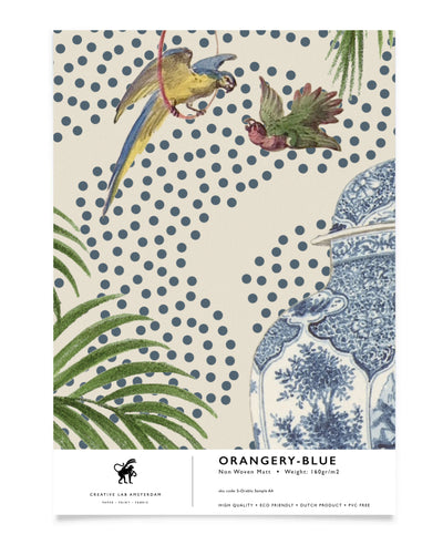 Orangery Blue Wallpaper Sample