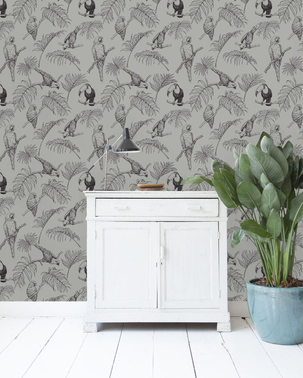 Creative Lab Amsterdam behang Tropic Tucan Taupe wallpaper