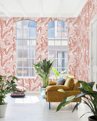 Creative Lab Amsterdam behang Banana Leaves Watercolour Wallpaper Pink